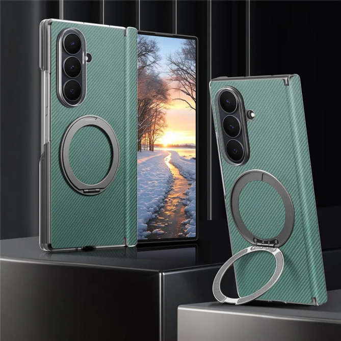 Coque Z Fold8 Ultra Anneau Magnétique Texture Carbone