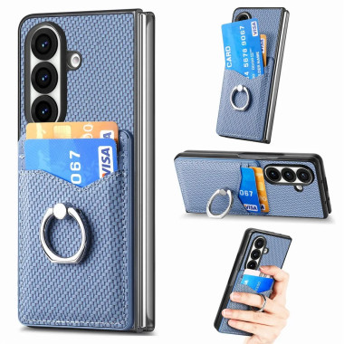 Coque Z Fold 8 Ultra porte-cartes texture carbone
