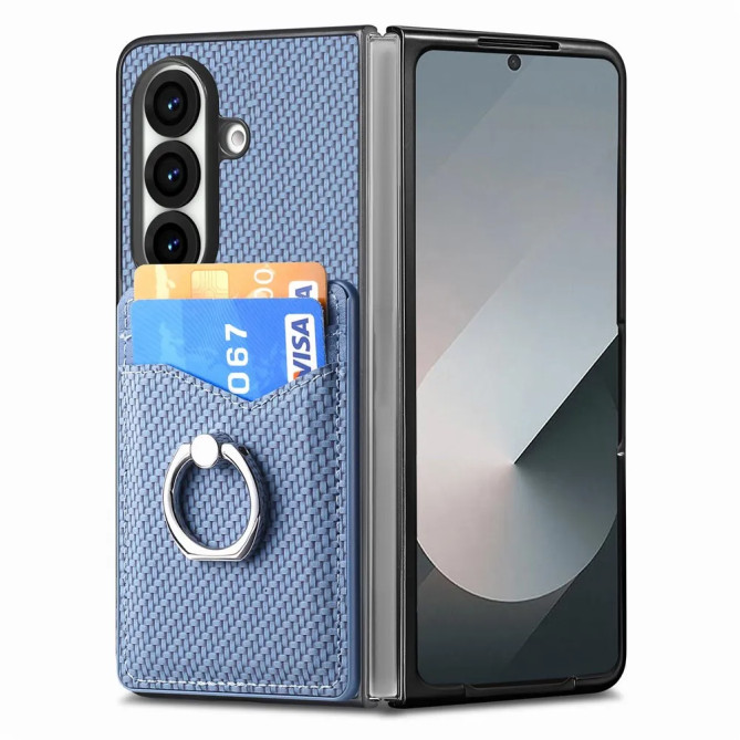 Coque Z Fold 8 Ultra porte-cartes texture carbone