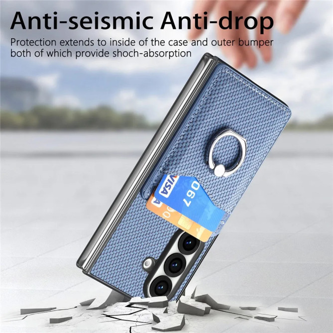 Coque Z Fold 8 Ultra porte-cartes texture carbone