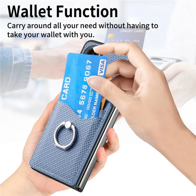 Coque Z Fold 8 Ultra porte-cartes texture carbone