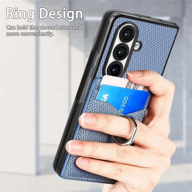 Coque Z Fold 8 Ultra porte-cartes texture carbone