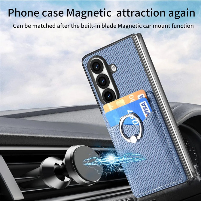 Coque Z Fold 8 Ultra porte-cartes texture carbone