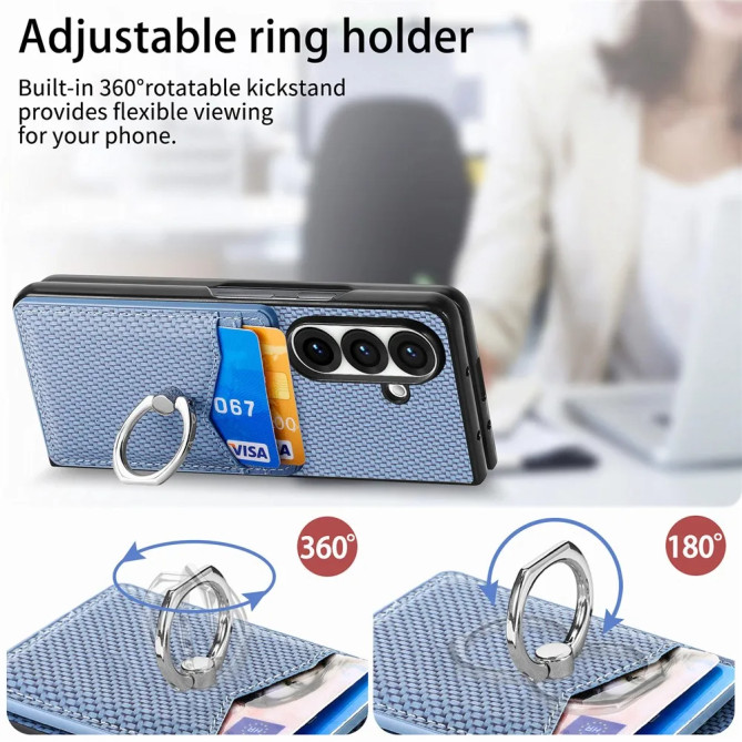 Coque Z Fold 8 Ultra porte-cartes texture carbone