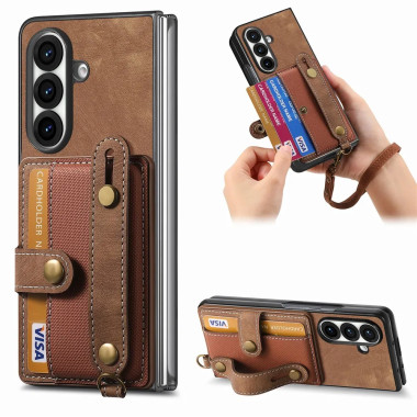 Coque Z Fold 8 Ultra porte-cartes dragonne rétro