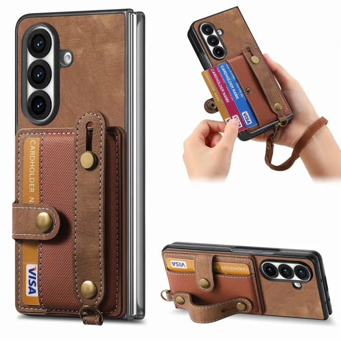 Coque Z Fold 8 Ultra porte-cartes dragonne rétro