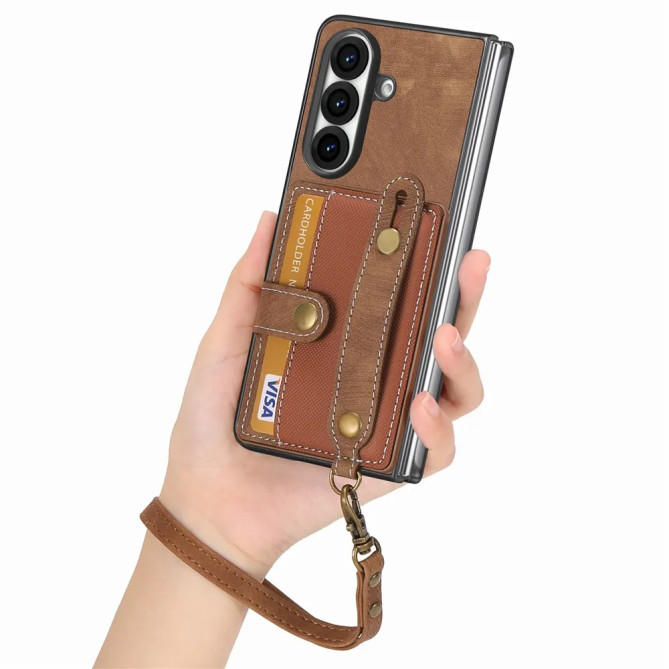 Coque Z Fold 8 Ultra porte-cartes dragonne rétro