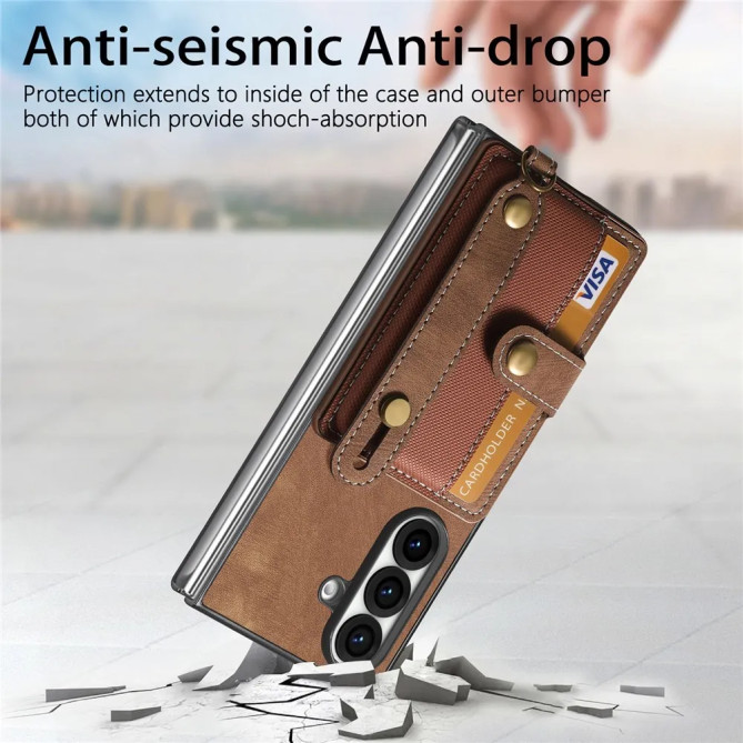 Coque Z Fold 8 Ultra porte-cartes dragonne rétro