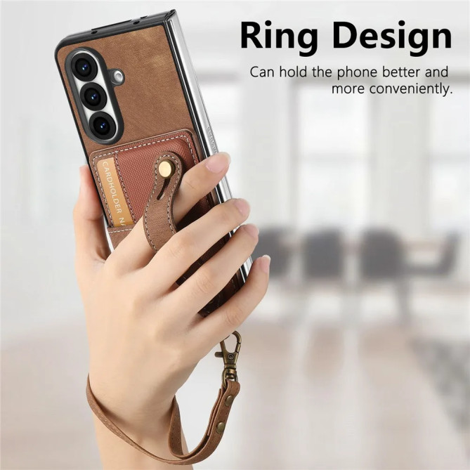 Coque Z Fold 8 Ultra porte-cartes dragonne rétro