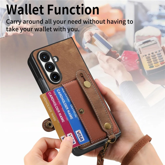 Coque Z Fold 8 Ultra porte-cartes dragonne rétro