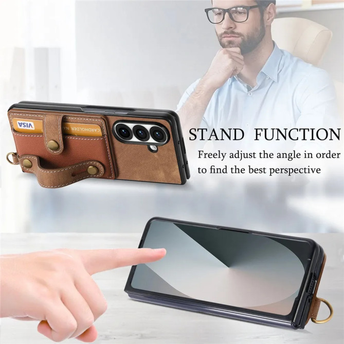 Coque Z Fold 8 Ultra porte-cartes dragonne rétro