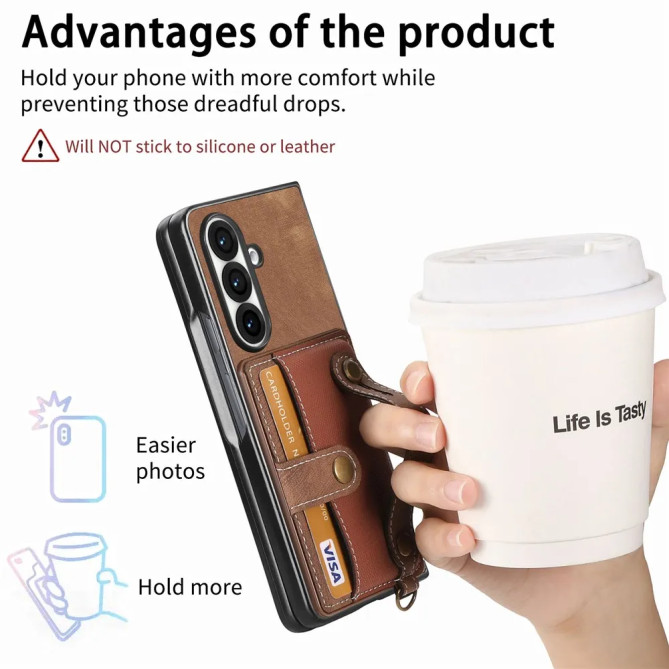 Coque Z Fold 8 Ultra porte-cartes dragonne rétro