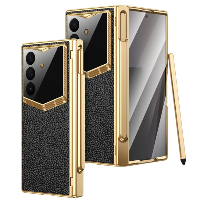 Coque Samsung Z Fold 8 Ultra effet cuir grainé et stylet