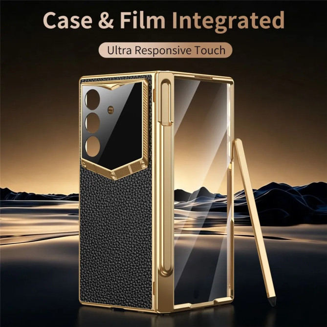 Coque Samsung Z Fold 8 Ultra effet cuir grainé et stylet