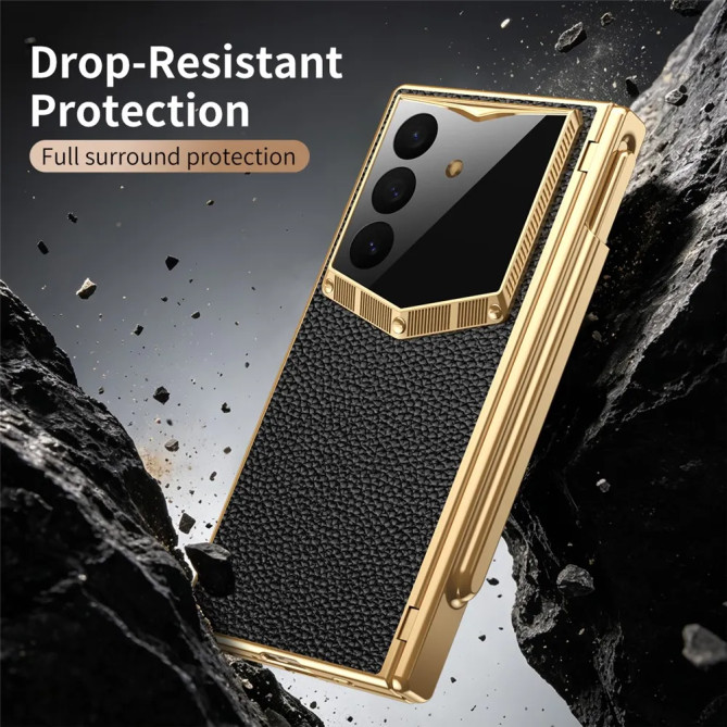 Coque Samsung Z Fold 8 Ultra effet cuir grainé et stylet