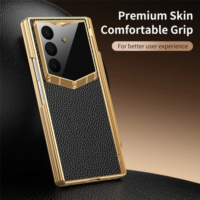 Coque Samsung Z Fold 8 Ultra effet cuir grainé et stylet