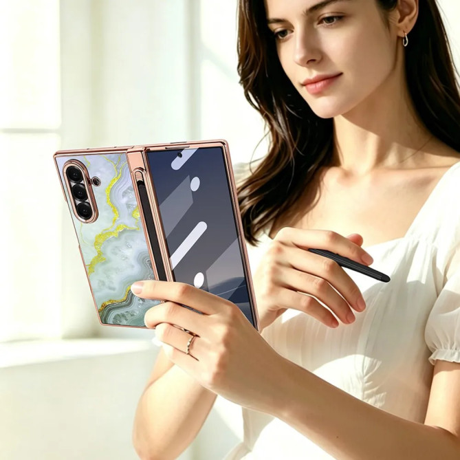 Coque Z Fold 8 Ultra effet marbre anti-espion