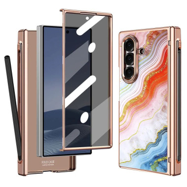 Coque Z Fold 8 Ultra marbre orange anti-espion