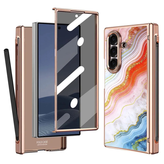 Coque Z Fold 8 Ultra marbre orange anti-espion
