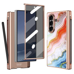 Coque Z Fold 8 Ultra marbre orange anti-espion