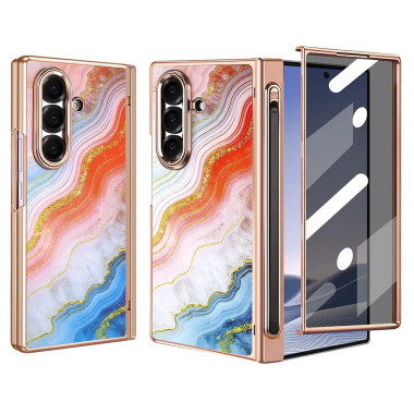 Coque Z Fold 8 Ultra marbre orange anti-espion