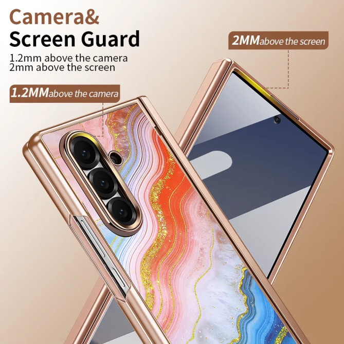 Coque Z Fold 8 Ultra marbre orange anti-espion