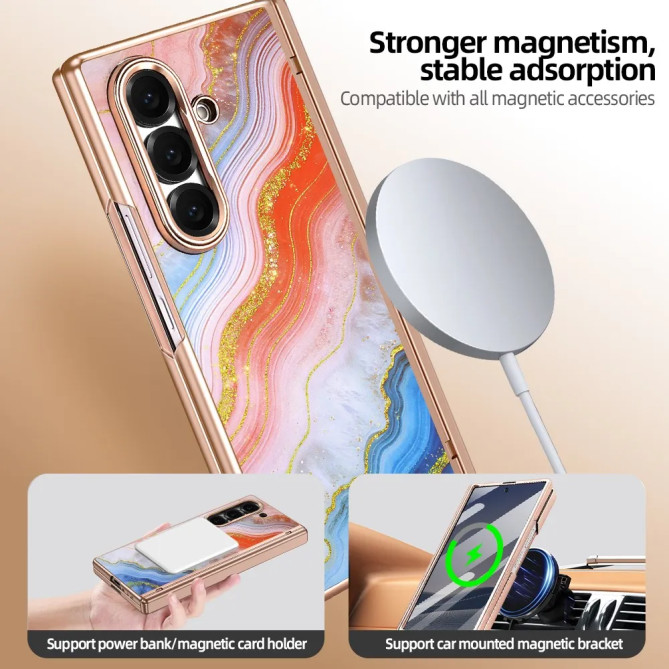 Coque Z Fold 8 Ultra marbre orange anti-espion