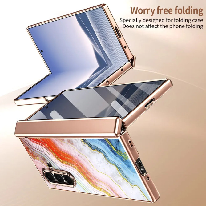 Coque Z Fold 8 Ultra marbre orange anti-espion
