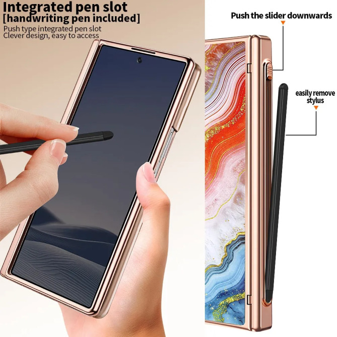 Coque Z Fold 8 Ultra marbre orange anti-espion