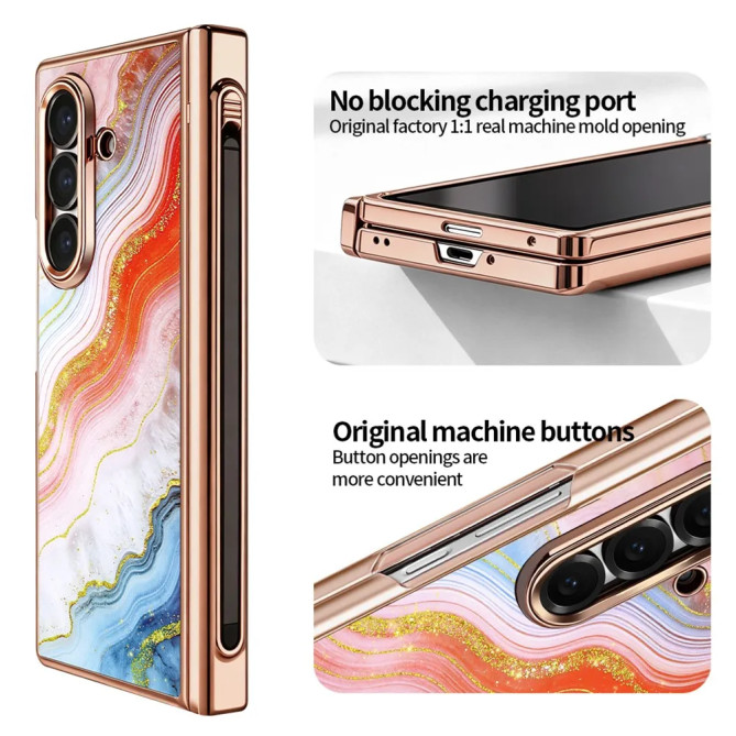 Coque Z Fold 8 Ultra marbre orange anti-espion