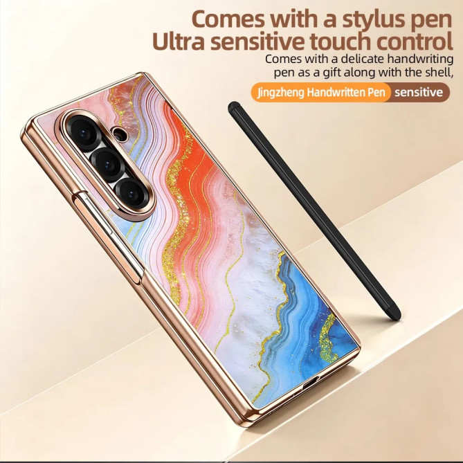 Coque Z Fold 8 Ultra marbre orange anti-espion