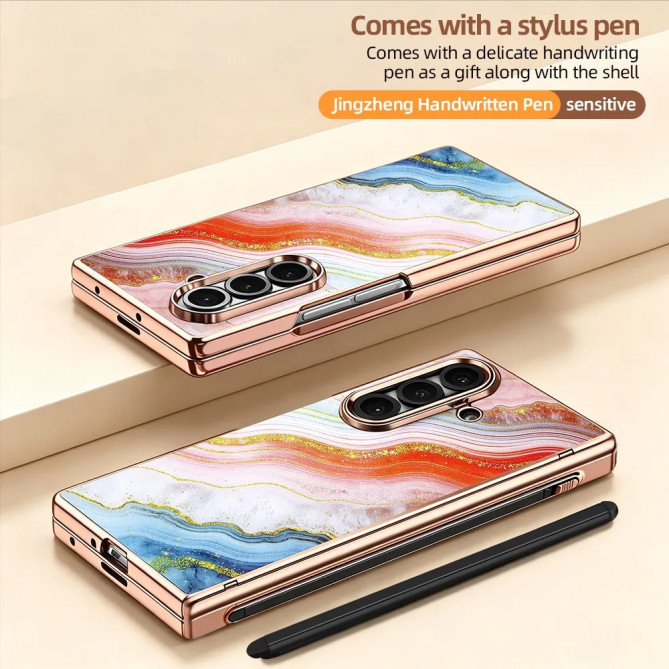 Coque Z Fold 8 Ultra marbre orange anti-espion