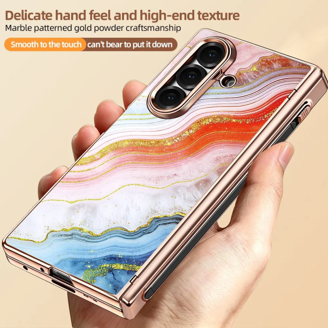 Coque Z Fold 8 Ultra marbre orange anti-espion
