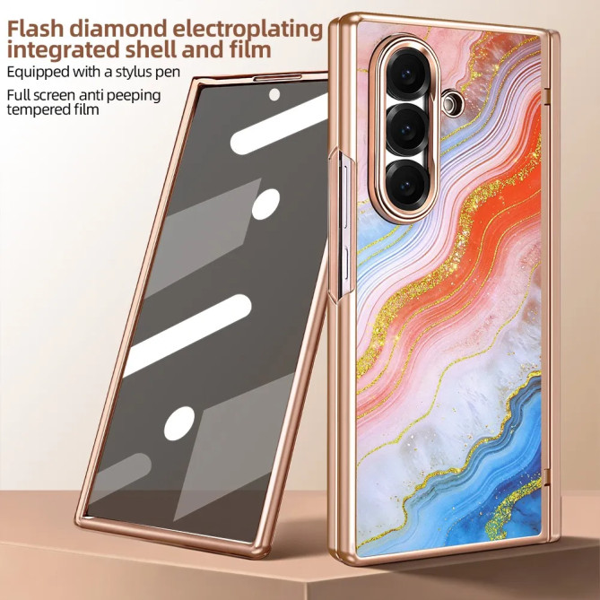 Coque Z Fold 8 Ultra marbre orange anti-espion