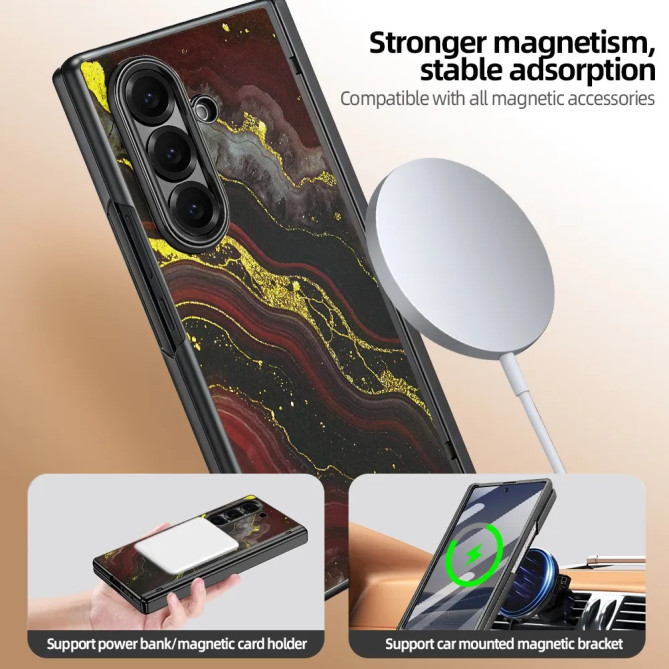 Coque Z Fold 8 Ultra marbre noir doré anti-espion