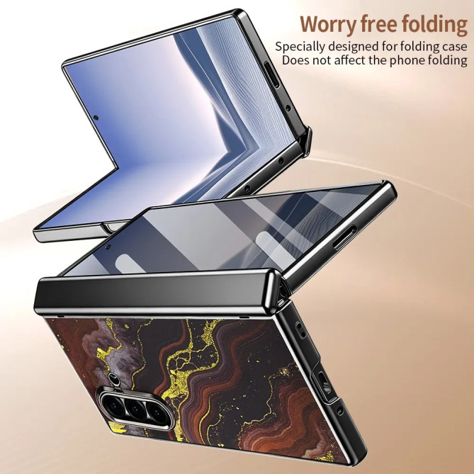 Coque Z Fold 8 Ultra marbre noir doré anti-espion