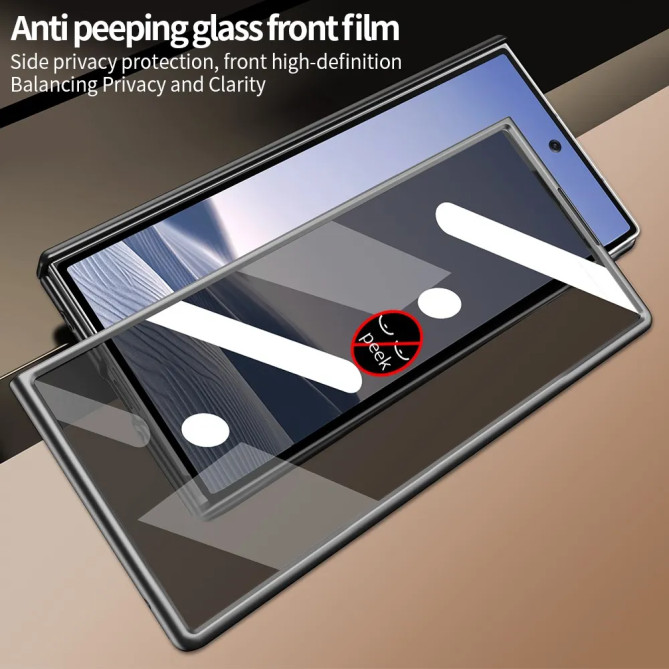 Coque Z Fold 8 Ultra marbre noir doré anti-espion