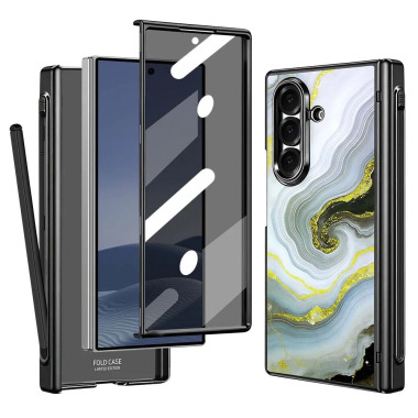 Coque Samsung Z Fold 8 Ultra marbre blanc doré anti-espion
