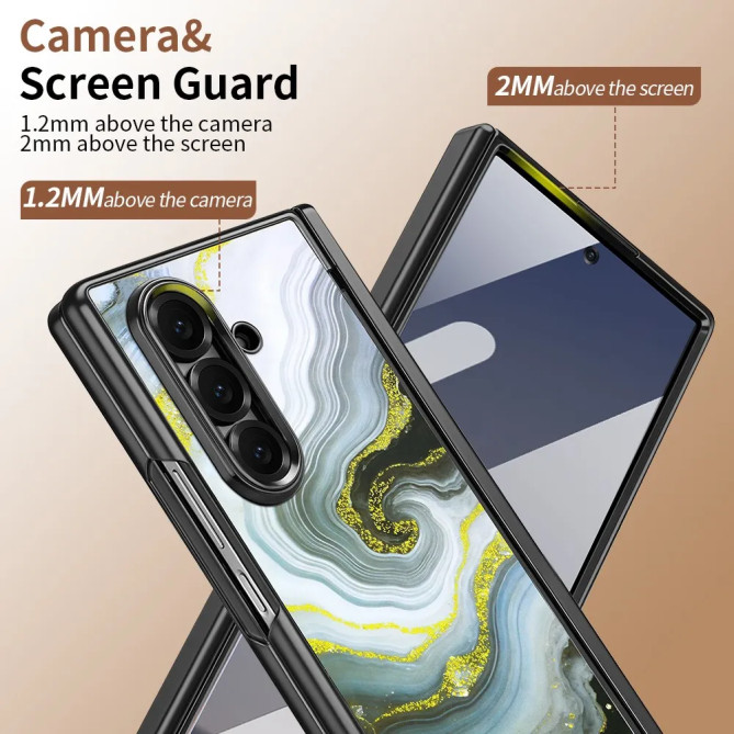 Coque Samsung Z Fold 8 Ultra marbre blanc doré anti-espion