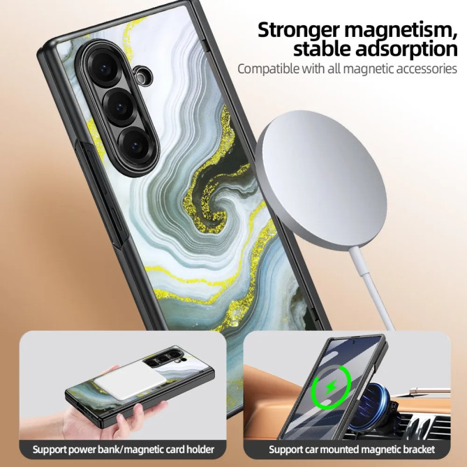 Coque Samsung Z Fold 8 Ultra marbre blanc doré anti-espion
