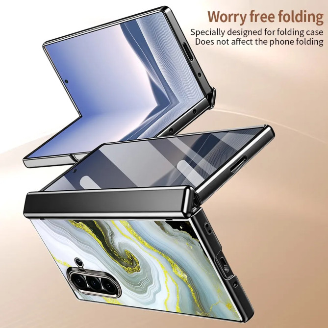 Coque Samsung Z Fold 8 Ultra marbre blanc doré anti-espion