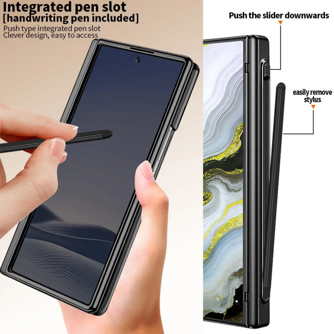 Coque Samsung Z Fold 8 Ultra marbre blanc doré anti-espion