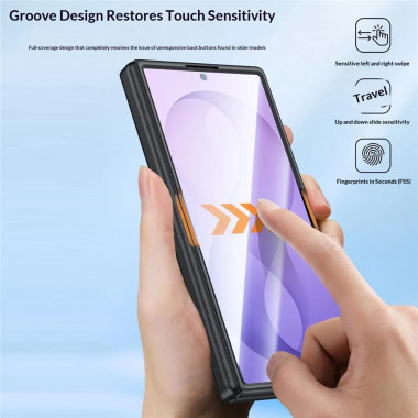 Coque Galaxy Z Fold 8 Ultra effet cuir noir anti-espion