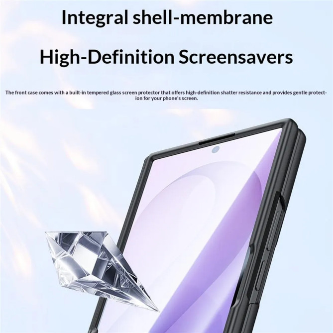Coque Galaxy Z Fold 8 Ultra effet cuir noir anti-espion
