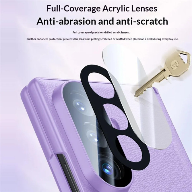Coque Galaxy Z Fold 8 Ultra effet cuir noir anti-espion