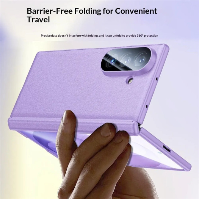 Coque Galaxy Z Fold 8 Ultra effet cuir noir anti-espion