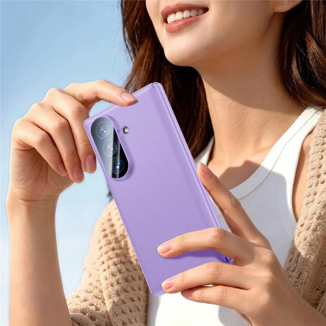 Coque Galaxy Z Fold 8 Ultra effet cuir noir anti-espion