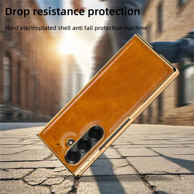 Coque Z Fold 8 Ultra effet cuir vieilli anti-glisse