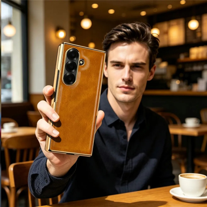 Coque Z Fold 8 Ultra effet cuir vieilli anti-glisse