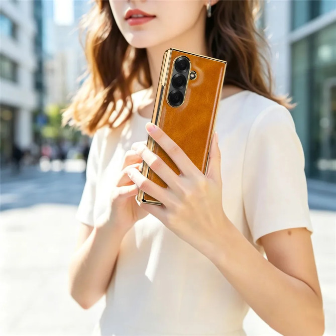 Coque Z Fold 8 Ultra effet cuir vieilli anti-glisse